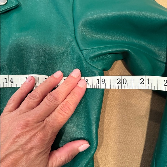 Soia & Kyo Green Genuine Lamb Leather Biker Jacket - Size X-Small - NWOT - Picture 9 of 10